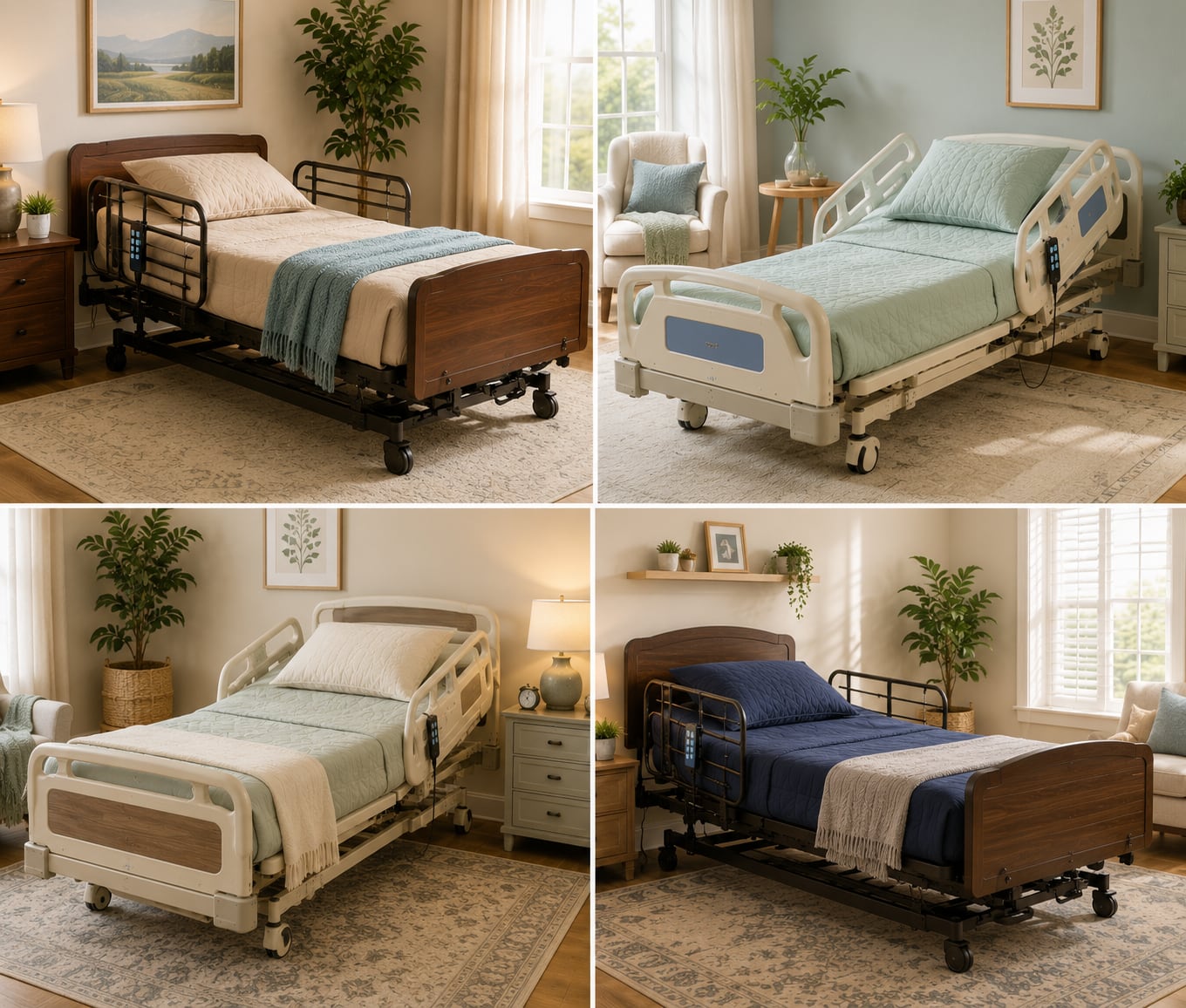 Hospital beds set up in home bedrooms